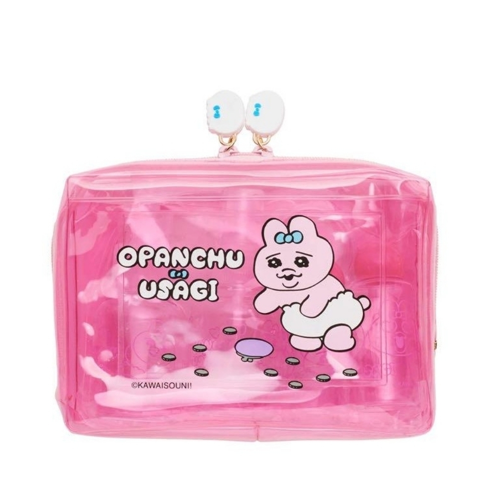 Tamagotchi Opanchu Usagi Pink Transparent Travel Bottle Set Bag